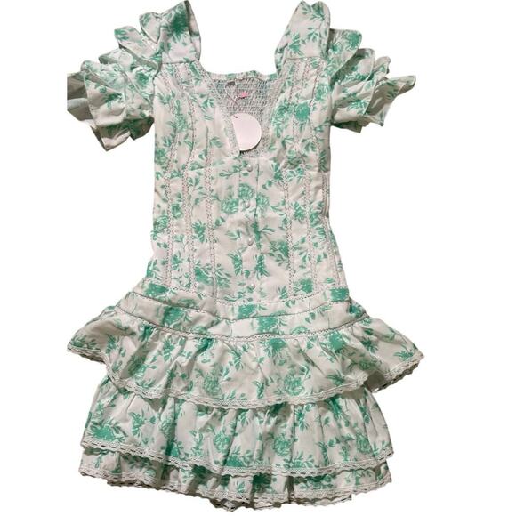 NWT Colorful Natalie White Green V-neckline Short Sleeves Mini Dress Size Small - Picture 2 of 6